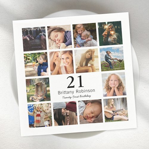 Photo Collage Age Related Birthday Party Napkins