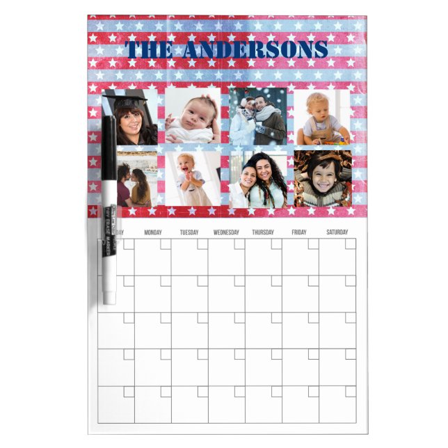 Photo Collage American Flag Dry Erase Calendar Dry Erase Board (Front)