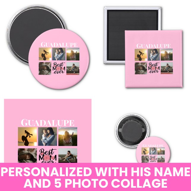Photo Collage and Mom's Name Pink Magnet (Photo Collage and Mom's Name Pink Magnet
)