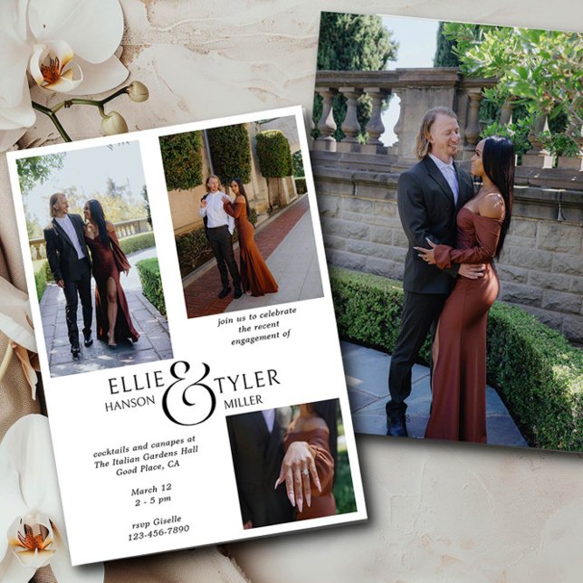 Photo Collage and Oversized Ampersand Engagement  Invitation (Engagement Photo Invitation from the Engagement Party Invitations collection by Darling & May)