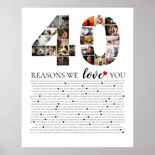 photo collage anniversary 40 Reasons we Love Poster