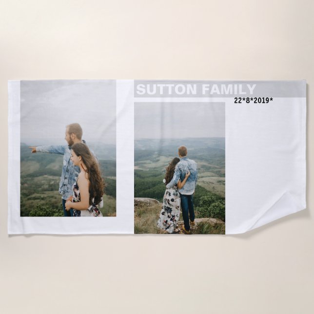 Photo Collage Anniversary Beach Towel (Front)