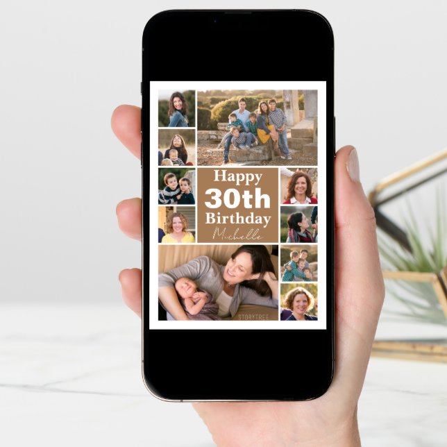 Photo Collage Any Age Custom Birthday Card (Front Digital)