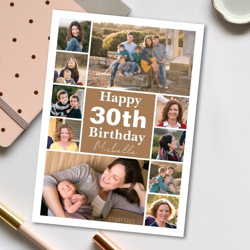 Photo Collage Any Age Custom Birthday Card