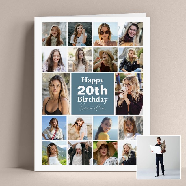 Photo Collage Any Age Jumbo Custom Birthday Card (Personalize the collage birthday greeting card to create a special keepsake for your loved one!)