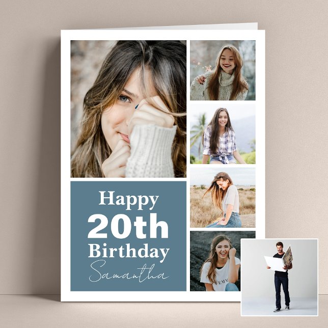 Photo Collage Any Age Jumbo Custom Birthday Card (Personalize the collage birthday greeting card to create a special keepsake for your loved one!)