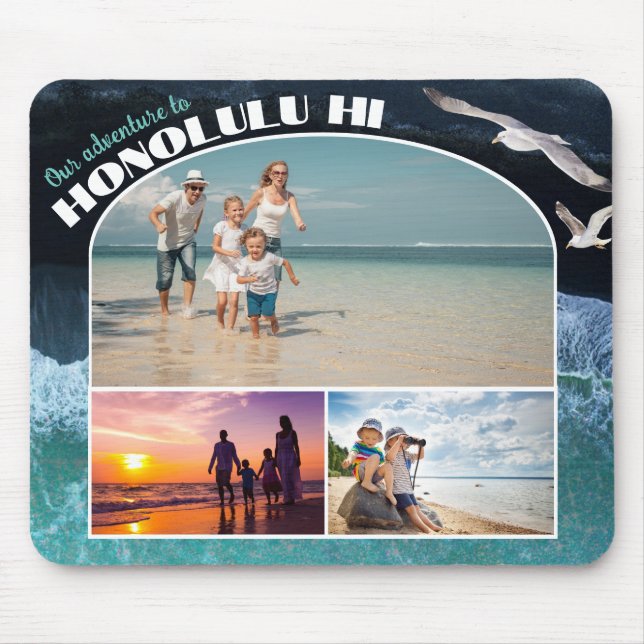 Photo Collage | ANY Beach Destination Vacation Mouse Pad (Front)