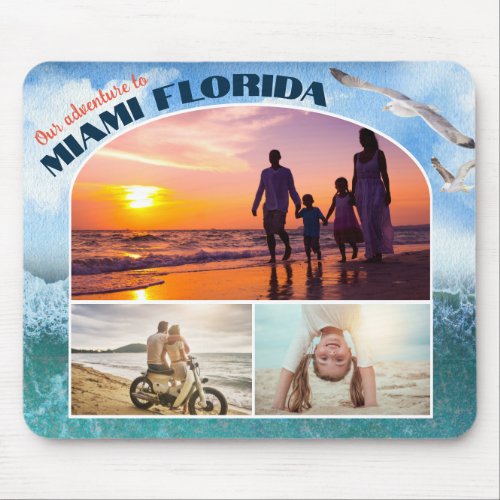 Photo Collage  ANY Beach Location Family Vacation Mouse Pad