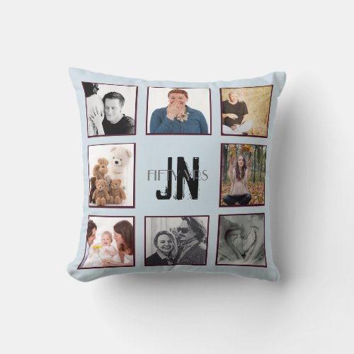 Photo Collage ANY Occasion Monogram Instagram Throw Pillow