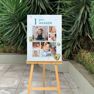 Photo Collage Avocado 1st Birthday Party Foam Board