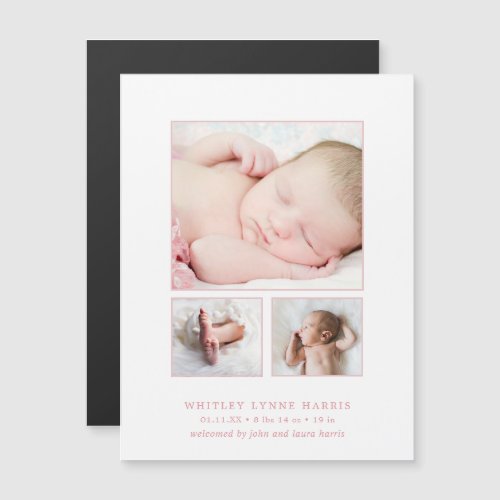 Photo Collage Baby Girl Birth Announcement Magnet