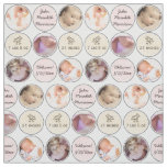 Photo Collage Baby Girl Name, birth stats and duck Fabric