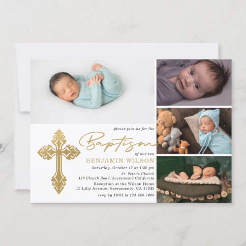 Photo Collage Baptism Invitation