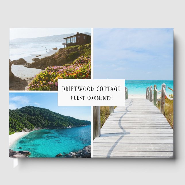 Photo Collage Beach House Vacation Rental Comments Guest Book (Front)