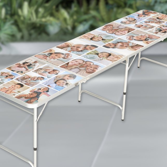 Photo Collage Beer Pong Table (Photo Collage Simple Elegant Picture Beer Pong Table )