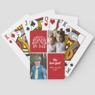 Photo Collage Best Dad By Par Father's Day Poker Cards