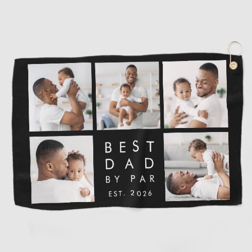 Photo Collage Best Dad By Par Golf Towel