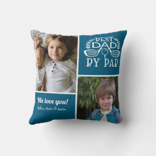 Photo Collage Best Dad By Par Throw Pillow