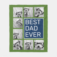 Photo Collage - Best Dad Ever Fathers Day Navy Fleece Blanket