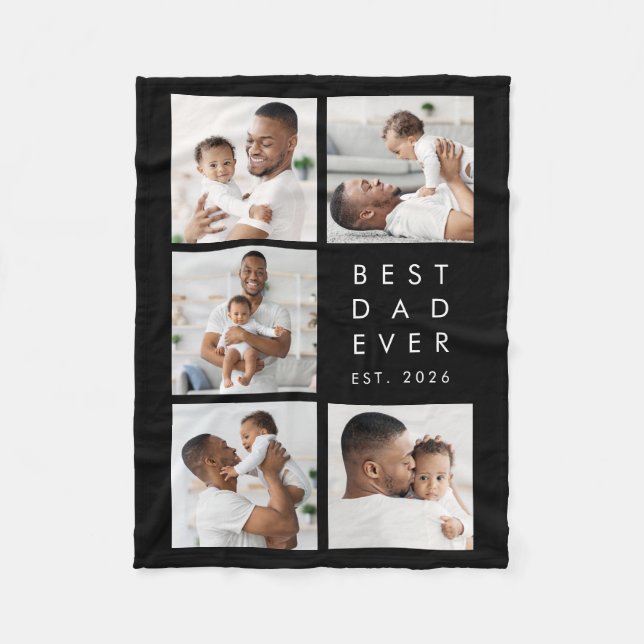 Photo Collage Best Dad Ever Fleece Blanket (Front)