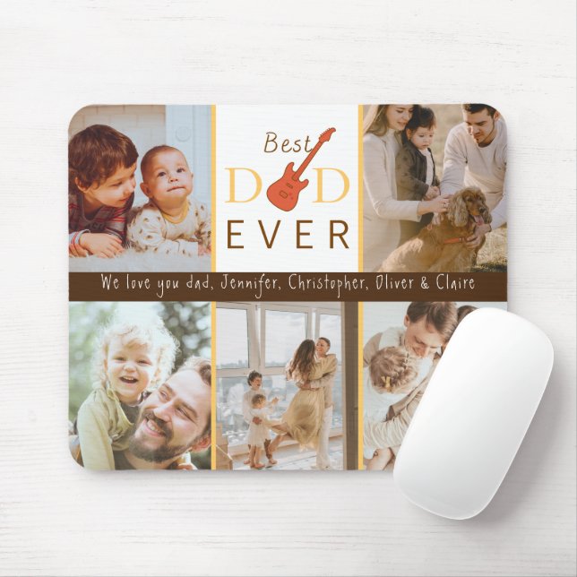 Photo Collage Best Dad Ever Keepsake Fathers Day Mouse Pad (With Mouse)