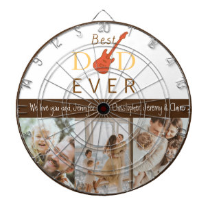 Photo Collage Best Dad Ever Modern Fathers Day Dart Board