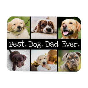Photo Collage Best Dog Dad Ever in Black and White Magnet