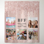 Photo collage best friends glitter rose gold pink tapestry
