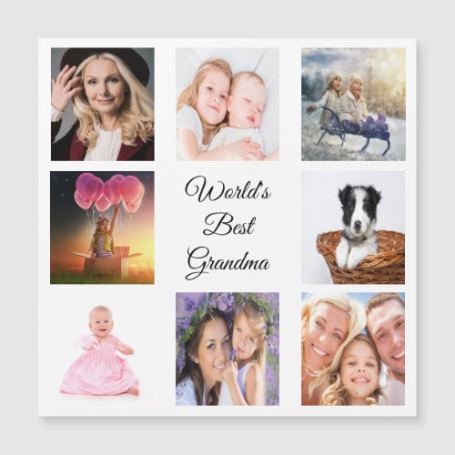 Photo collage best grandma world white magnet