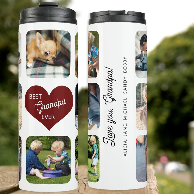 Photo collage best grandpa ever text personalized thermal tumbler (Creator Uploaded)
