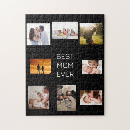 Photo Collage Best Mom Ever Black Jigsaw Puzzle