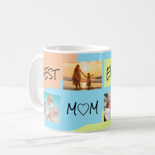 Photo collage Best mom ever pastel Coffee Mug