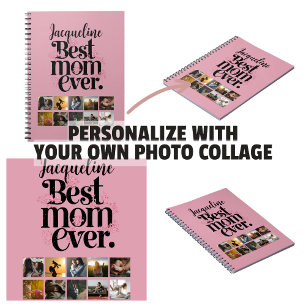 Photo Collage Best Mom Ever Retro Typography Notebook