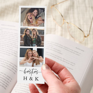 Photo Collage Besties Keepsake Calligraphy Script Bookmarks