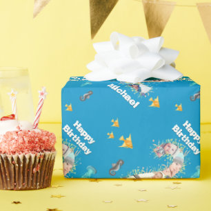 Photo Collage Big 2nd Birthday Under The Sea Wrapping Paper