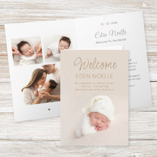 Photo Collage Birth Announcement Folded Card