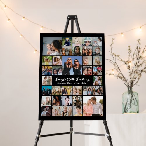 Photo Collage Birthday Party Welcome Sign