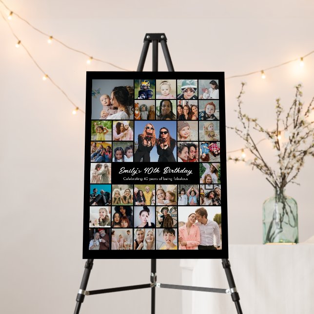 Photo Collage Birthday Party Welcome Sign (In Situ (Stand))