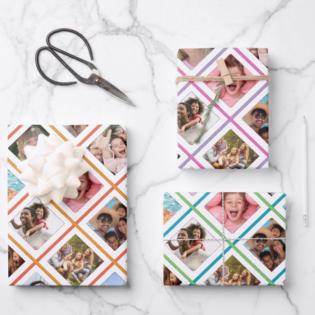 Photo Collage Birthday Wrapping Paper Sheets (Front)