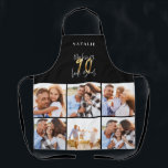 Photo collage black and gold 0th birthday modern a apron<br><div class="desc">Photo collage black and gold 90th birthday modern typography design.</div>
