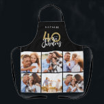 Photo collage black and gold 40th birthday modern apron<br><div class="desc">Photo collage black and gold 40th birthday modern typography design.</div>