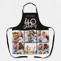 Photo collage black and pink 40th birthday modern