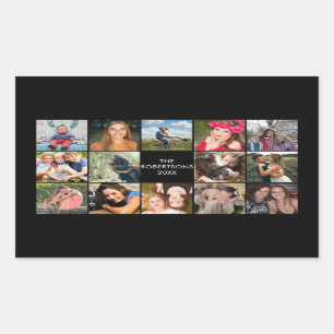 Photo Collage Black Custom Rectangular Sticker