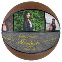 Photo Collage Black Leather Graduation Basketball