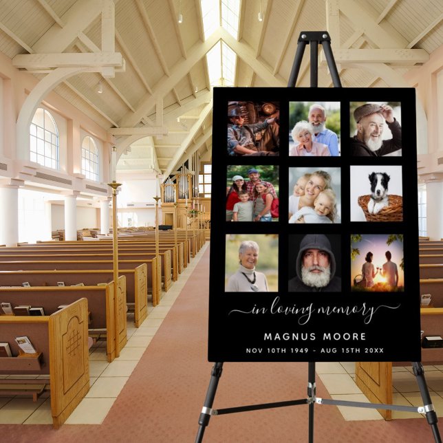 Photo collage black memorial funeral foam board (Creator Uploaded)