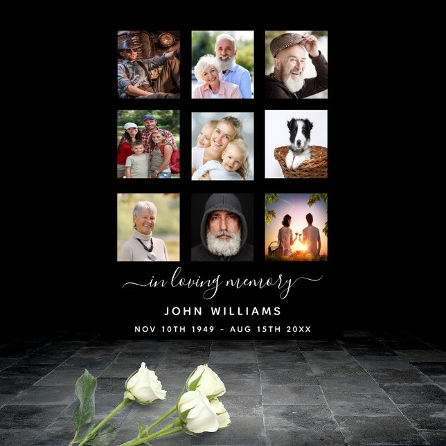 Photo collage black memorial funeral poster (Creator Uploaded)