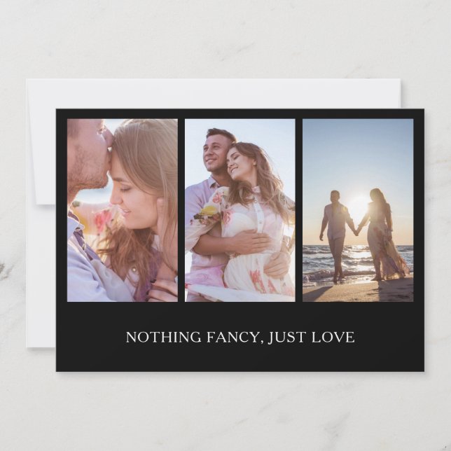 Photo Collage Black Modern Wedding Reception Invitation (Front)