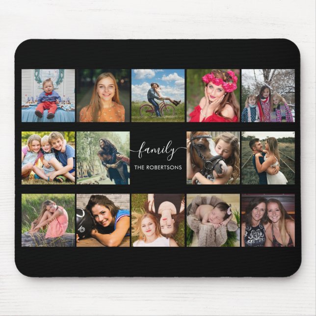 Photo Collage Black Mouse Pad (Front)
