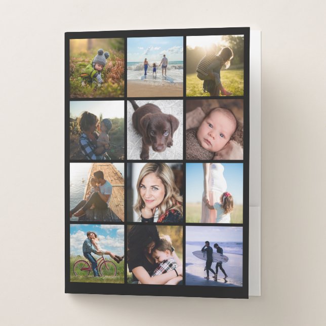 Photo Collage Black Pocket Folder (Front)