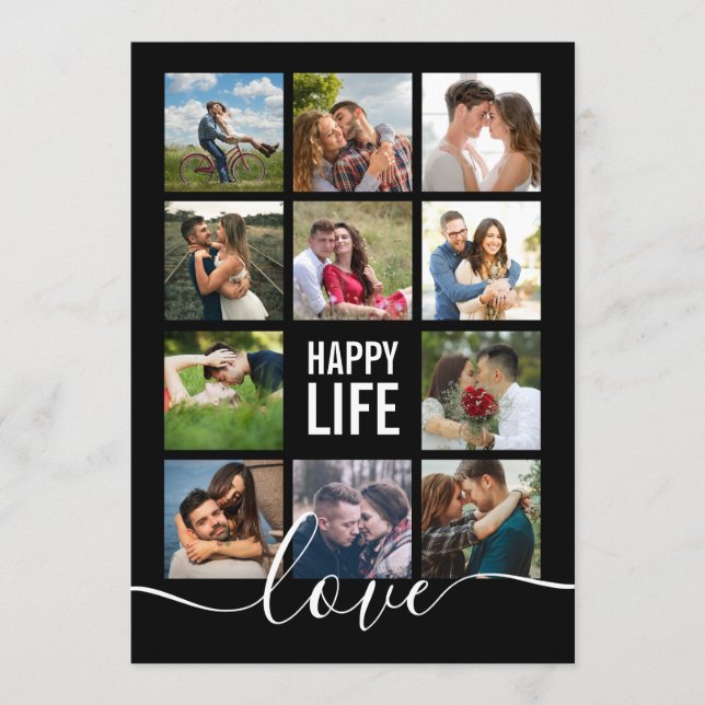 Photo Collage Black Wedding Program (Front)